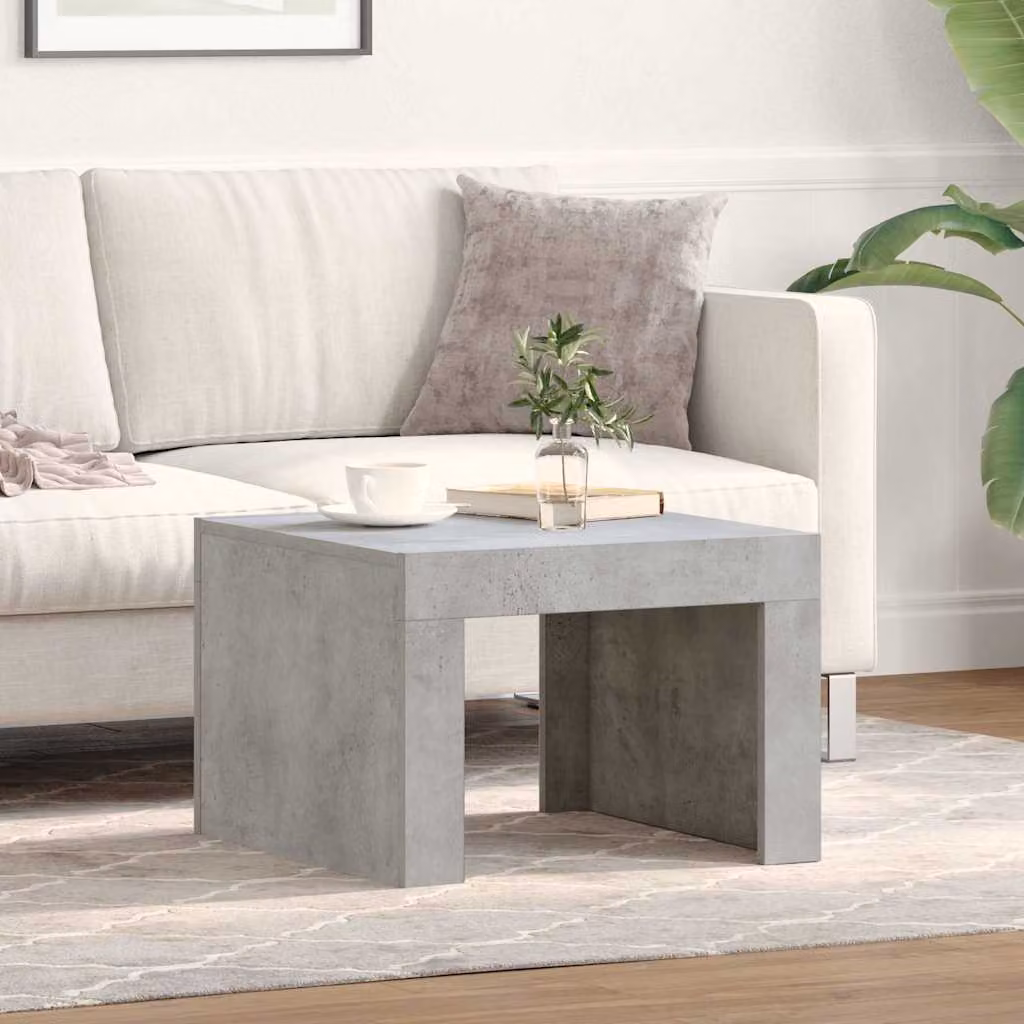 vidaXL Tavolino da Salotto Moderno Grigio Cemento in Legno Multistrato e MDF L/P/H: 50 x 50 x 35 cm