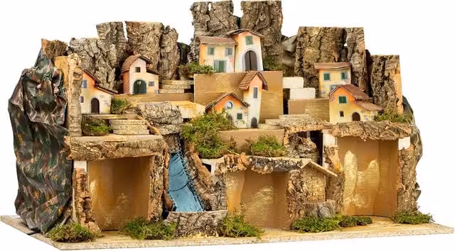 Presepe Napoletano EuroNatale in sughero e carta multicolore per decorazione da tavolo
