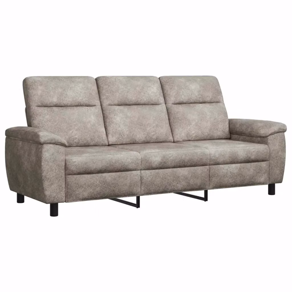Divano moderno vidaXL in ecopelle con struttura in metallo, Grigio e Nero, L: 214 cm, P: 90 cm, H: 95 cm – 2