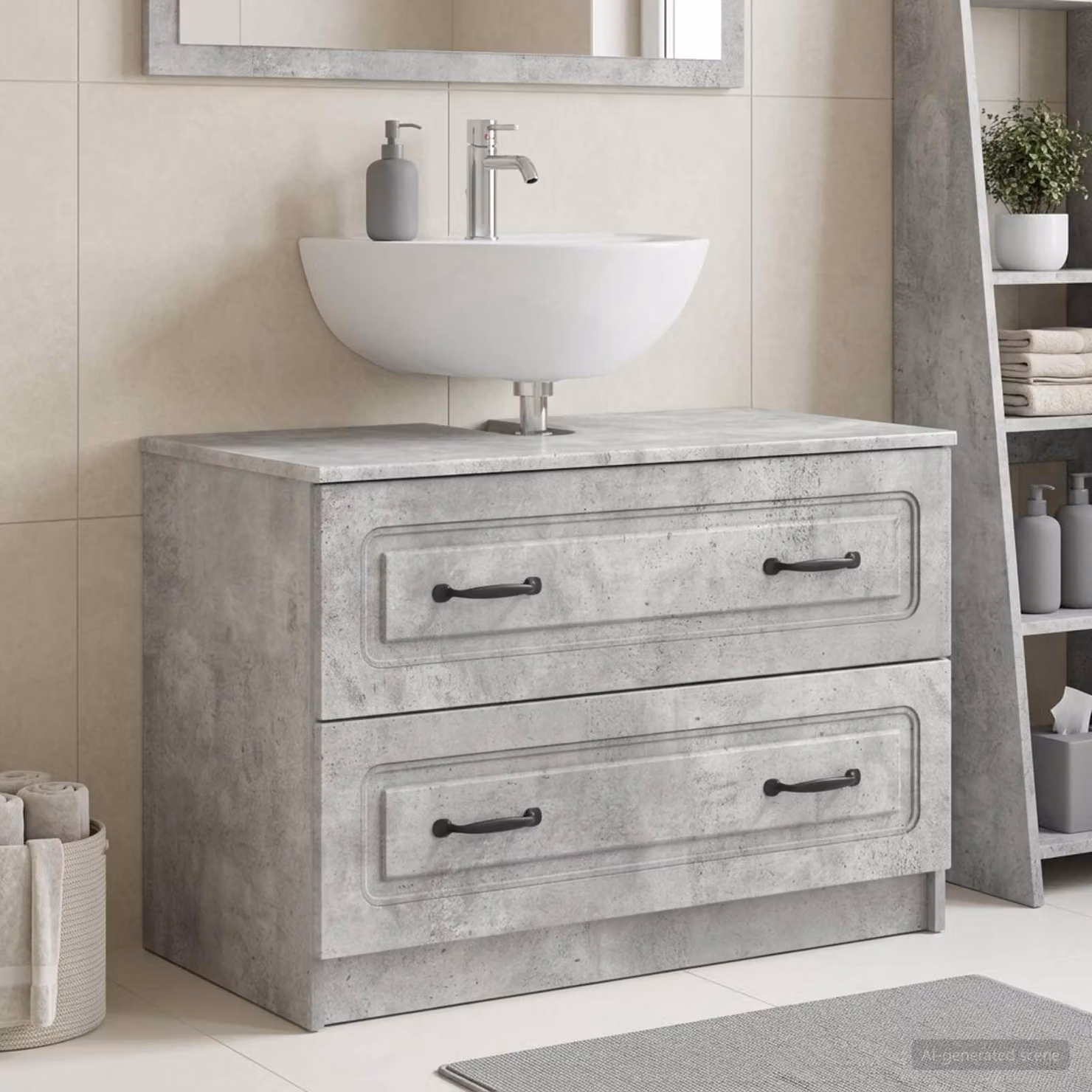 vidaXL Armadio per Lavabo da Bagno UTRECHT Moderno Grigio con Ante a Battente e Ripiani Interni L/P/H: 82.0 x 41.0 x 56.0 cm