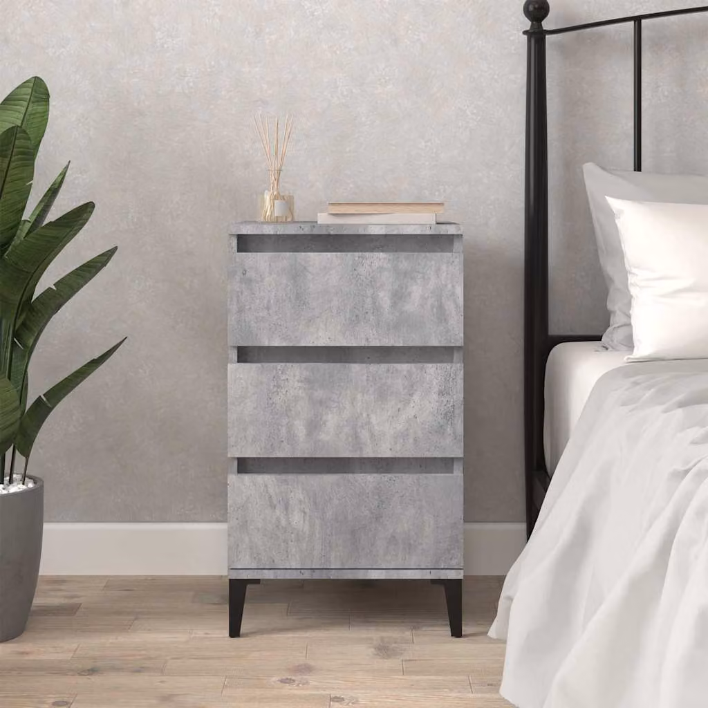 Comodino vidaXL in stile industriale grigio cemento in legno e metallo L 40 cm, P 35 cm, H 70 cm