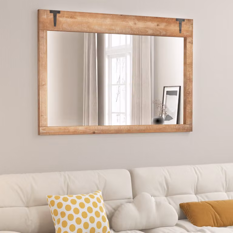 Specchio da parete rettangolare Costway in stile rustico con cornice in legno marrone per bagno e soggiorno