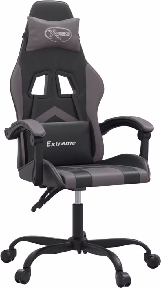 Sedia da Gaming Nera e Grigia in Pelle finta