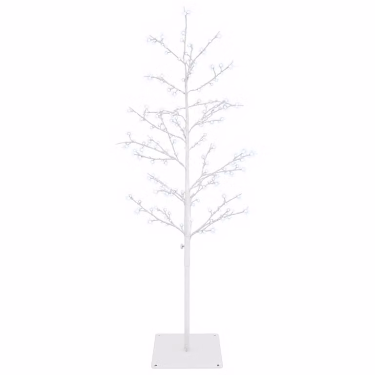 vidaXL Albero di Natale a betulla Bianco 120 cm Acciaio 279 LED
