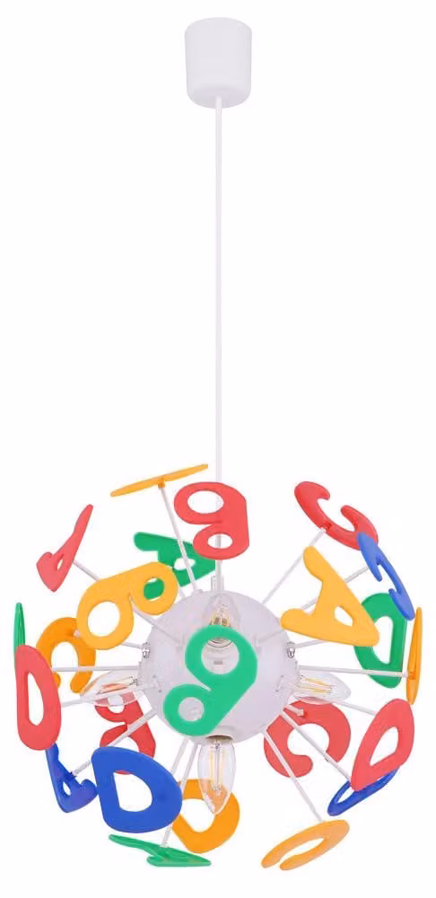 Lampada a sospensione, lettere, colorata, H 120 cm