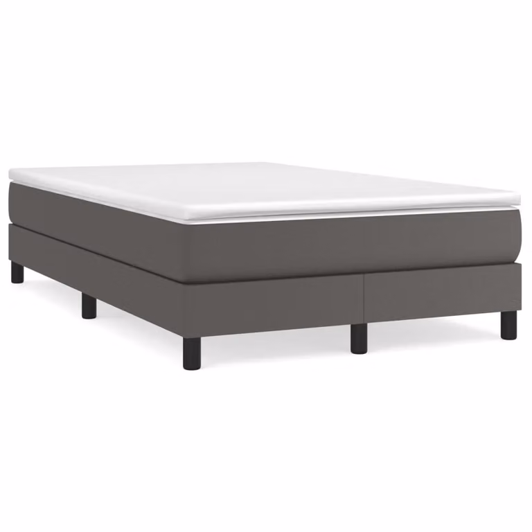 Giroletto a Molle con Materasso Grigio 120x200 cm in Pelle finta