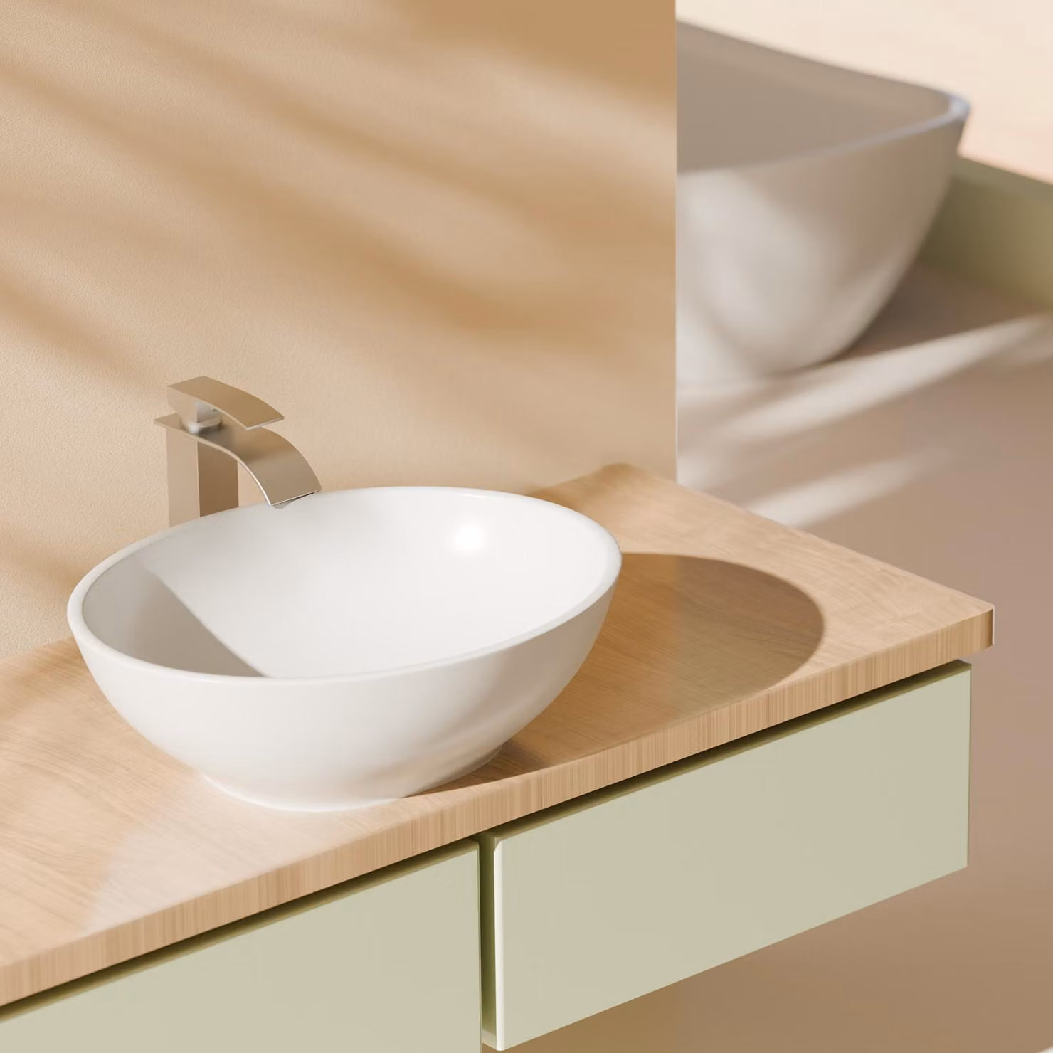 Lavabo ovale EMKE, Vetroceramica, 41,5 x 33,5 x 13 cm, bianco lucido