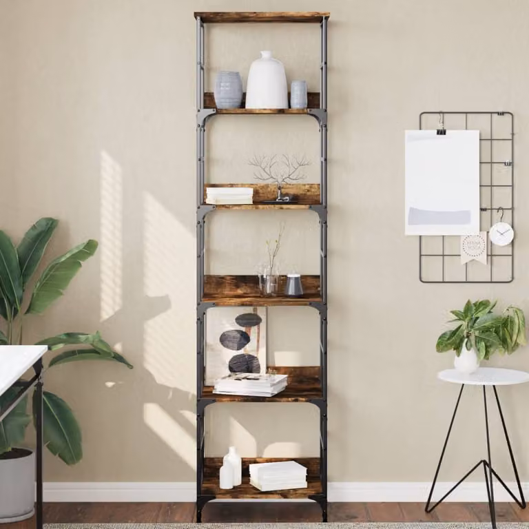 Libreria Industrial vidaXL in Legno e Metallo, Colore Marrone, L 50 cm x P 33 cm x H 188,5 cm