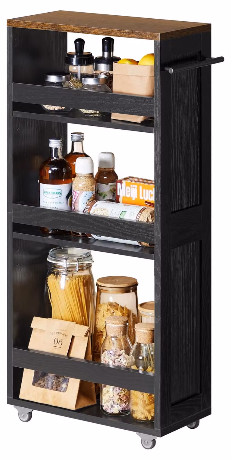 VASAGLE, carrello con ruote, scaffale angolare, carrello portaoggetti, dimensioni 40 x 20 x 86,5 cm
