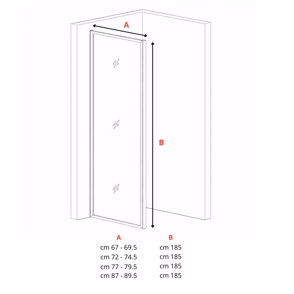 Lato fisso per box doccia corner OGOMONDO in vetro temperato trasparente e serigrafato bianco, H: 185 cm, L: 87-89.5 cm – 2