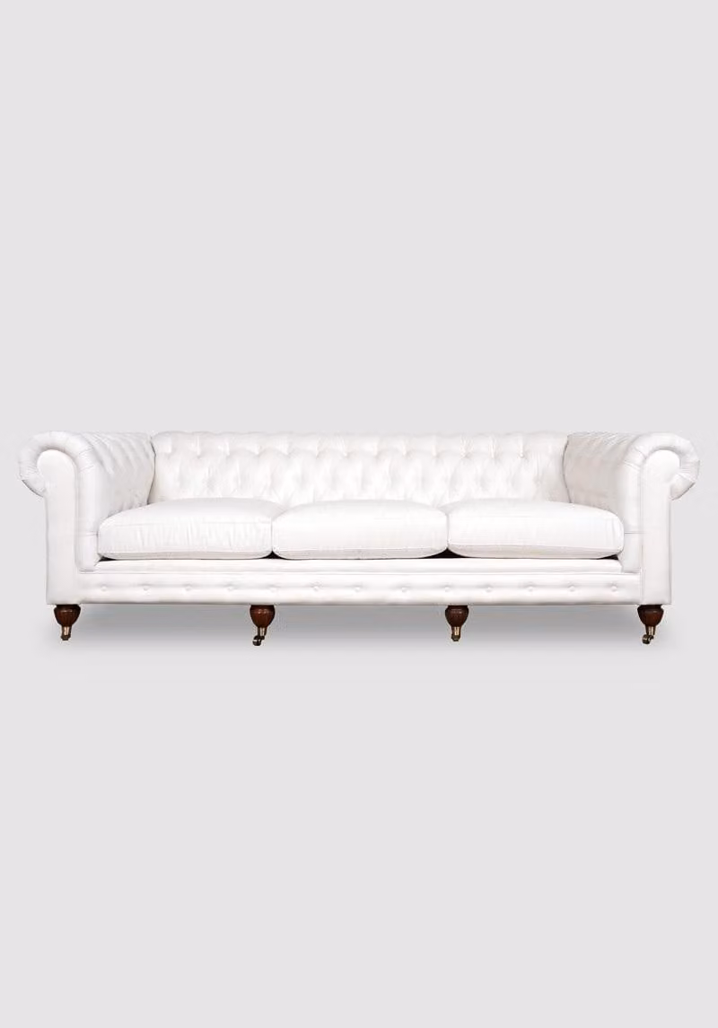 XXL Sofa 4 Sitzer Couch Chesterfield Polster Sitz Garnitur Leder Weiß