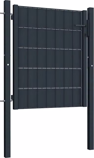 Cancello singolo per recinzione a battente in PVC e acciaio colore antracite L: 100 cm, H: 81 cm CFW8182489 – 1