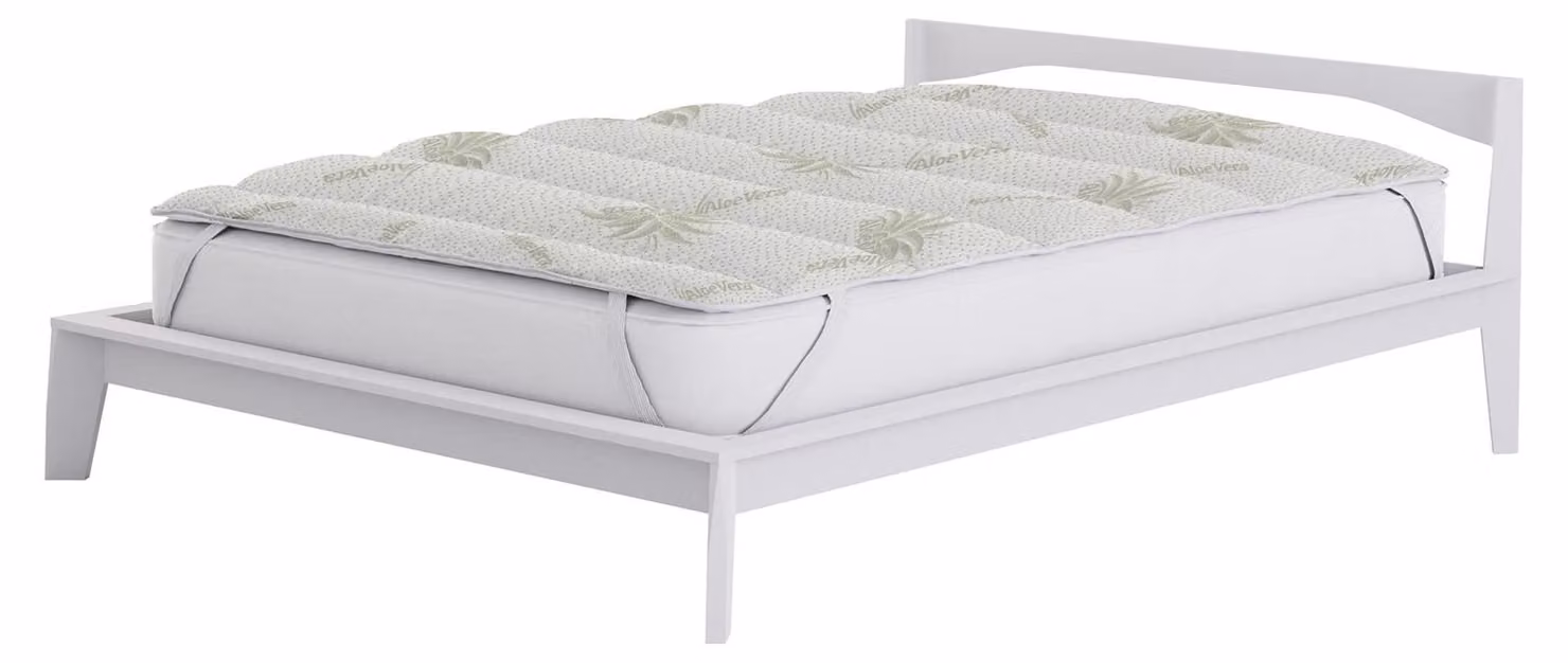 Coprimaterasso trapuntato 80x195 cm con aloe vera, dotato di elastici, colore bianco
