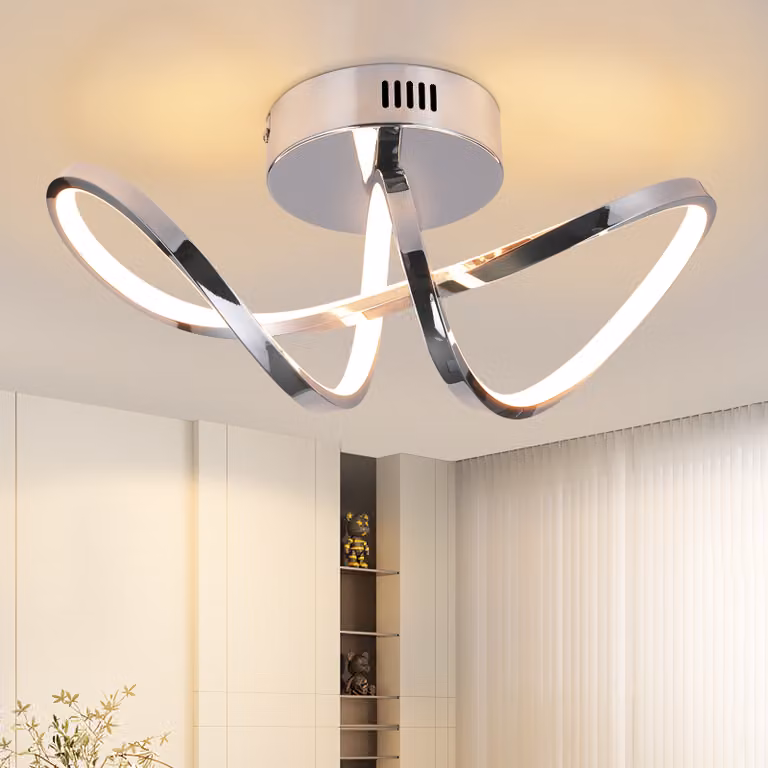 ZMH Lampada a Soffitto LED 12W Lampada Soffitto Soggiorno Cromo Moderno Lampada Cucina Interna Bianco Caldo 3000K Illuminazione Soffitto