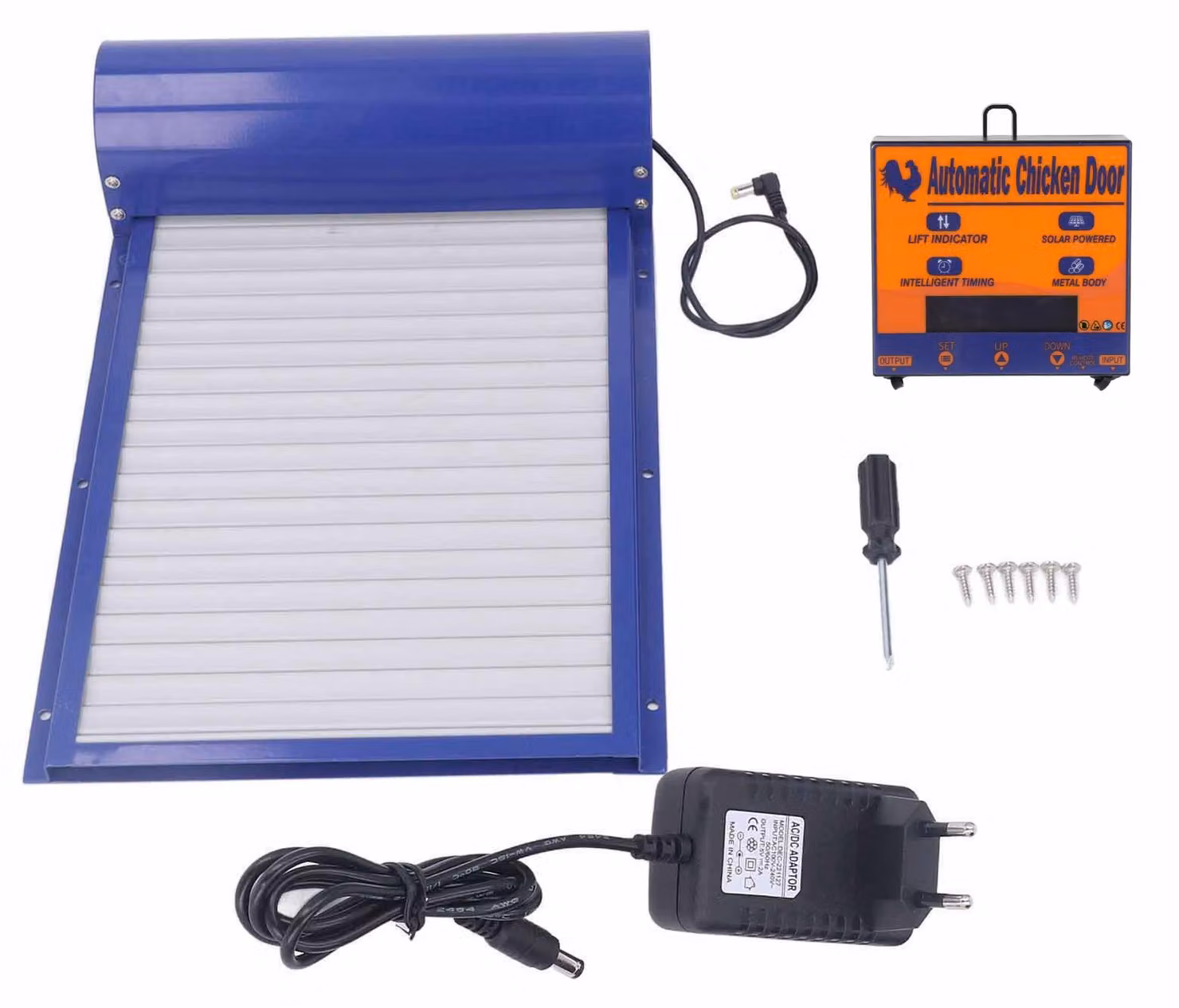 Apriporta automatico per pollaio alimentato a batteria con timer, 100–240 V, spina UE