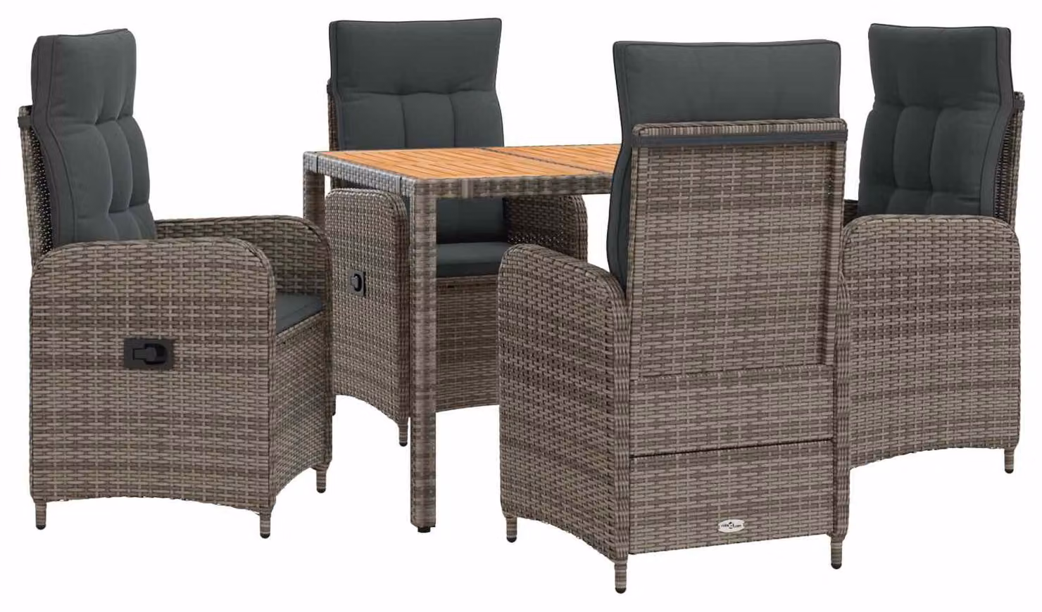 Set da tavolo da esterno, 5 pezzi, color grigio chiaro e grigio scuro