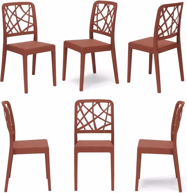 Set 6 sedie in polipropilene PENELOPE, 100% MADE IN ITALY, impilabile, resistente ai raggi UV, design moderno, ideale per sala da pranzo, cucina, sala d’attesa, bar, ristoranti o giardino, colore Mattone