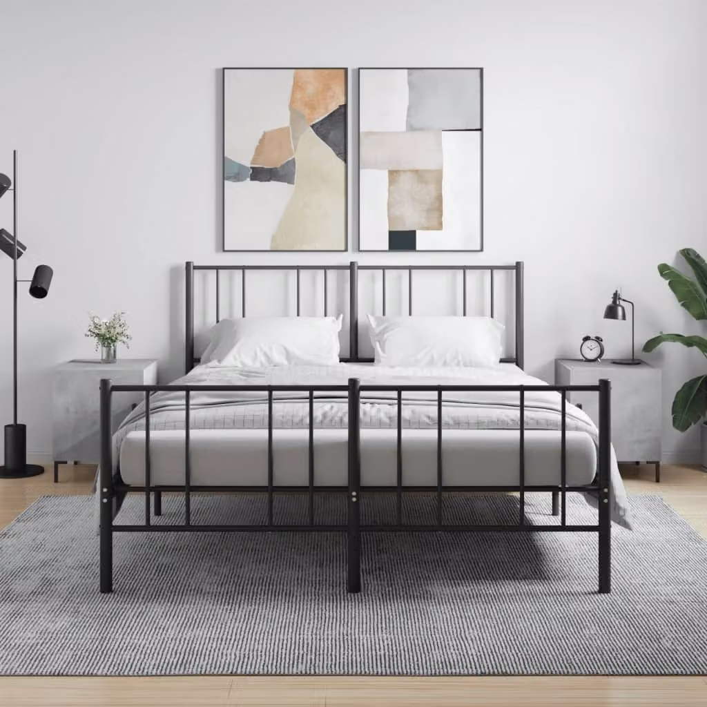 Set di 2 comodini vidaXL moderni in legno multistrato e metallo, colore grigio cemento, L/P/H: 40 x 40 x 50 cm