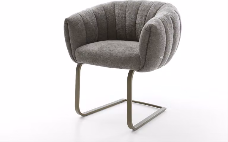 DELIFE Sedia a sbalzo Jada-Flex Bouclé Soft Fango Sedia a sbalzo piatta Finitura effetto titanio Molleggiate
