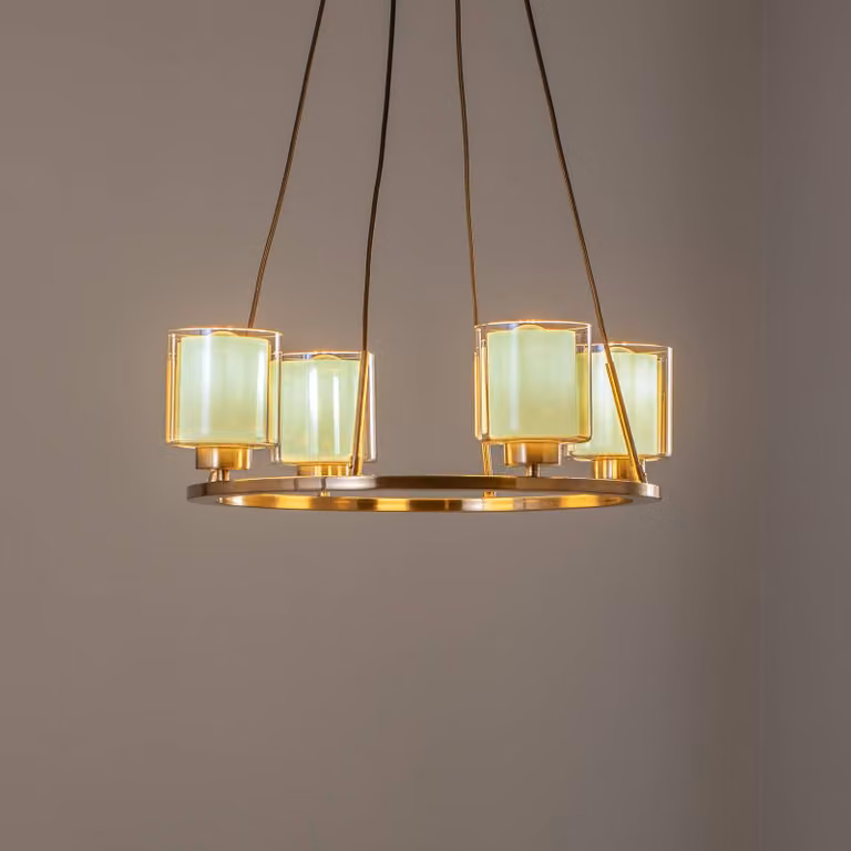 Lampadario a soffitto Lucea, dimmerabile, Bronzo / Ottone antico, Soggiorno / Sala da pranzo, Metallo, Lampadario