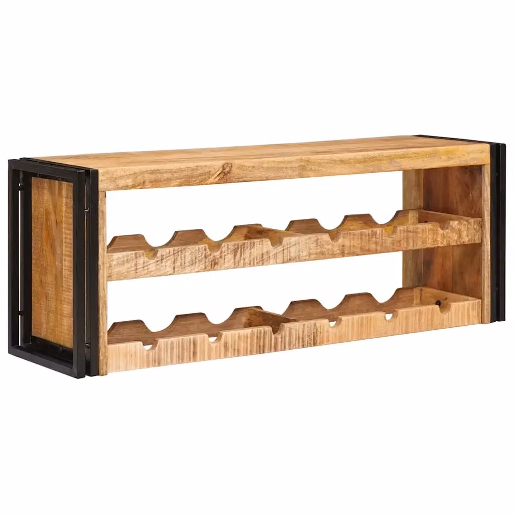 Portabottiglie in legno di mango massiccio e metallo Design In, stile industriale, colore marrone, L: 120 cm, P: 45 cm, H: 33 cm – 2
