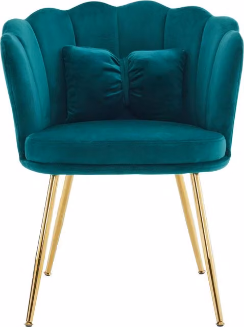 Poltrona Design Moderna VIPhome in Velluto Verde con Gambe in Metallo Dorato, L: 62 cm, P: 54 cm, H: 43 cm – 1