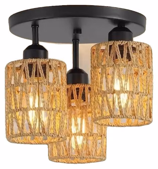 Lampada da soffitto, design in rattan, facile da installare, lampada da soffitto, senza lampadina