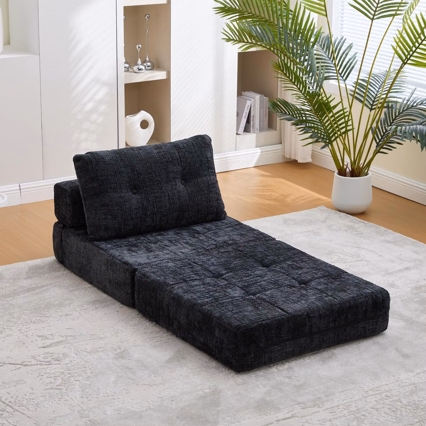 LVHOM Divano letto pieghevole multifunzione, letto per ospiti salvaspazio con cuscino, divano imbottito con schiuma ad alta densità, per ufficio soggiorno, nero