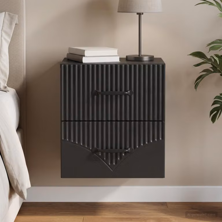 vidaXL Mobiletto da notte sospeso con cassetto Nero L: 34,5 cm, P: 33 cm, H: 40 cm