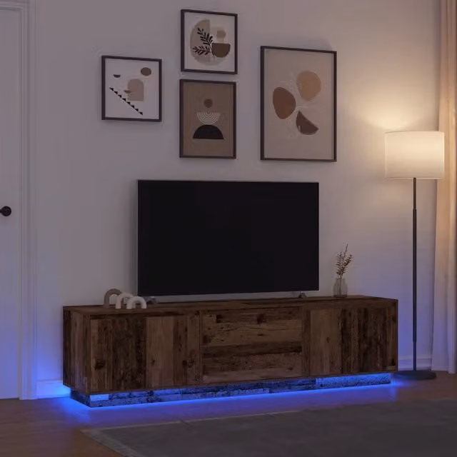 Mobile Porta TV con Luci LED-Credenza per TV Legno Antico 193,5x41x50 cm