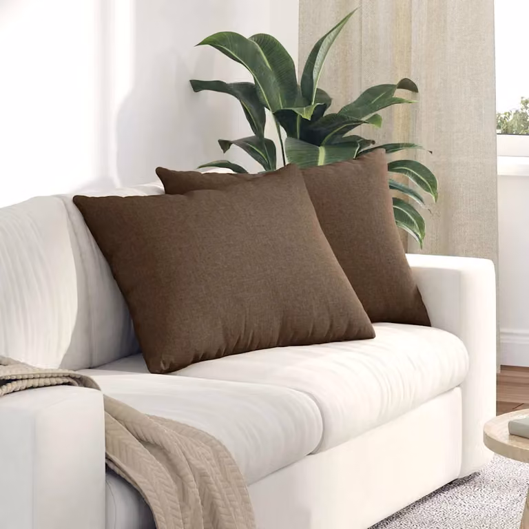 Set di 2 cuscini da divano vidaXL in tessuto marrone con rivestimento rimovibile, L 70 cm x P 50 cm
