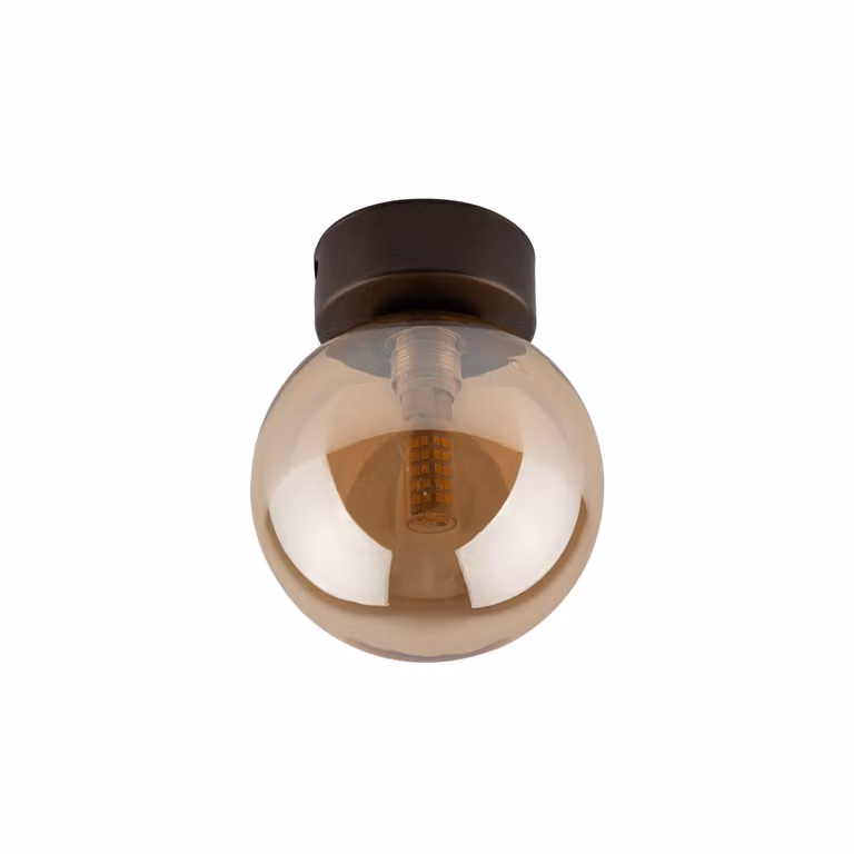 Plafoniera in metallo vetro fumé Ø 12 cm marrone ambra G9 rotonda moderna