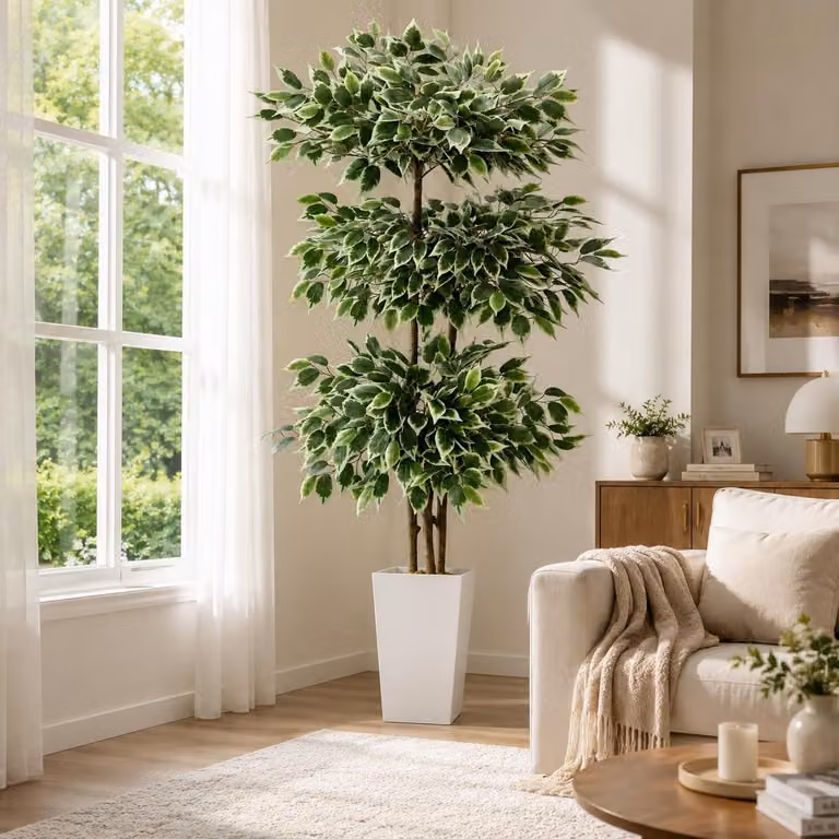 Omgoods - Ficus artificiale, altezza 180 cm, adatto per interni ed esterni