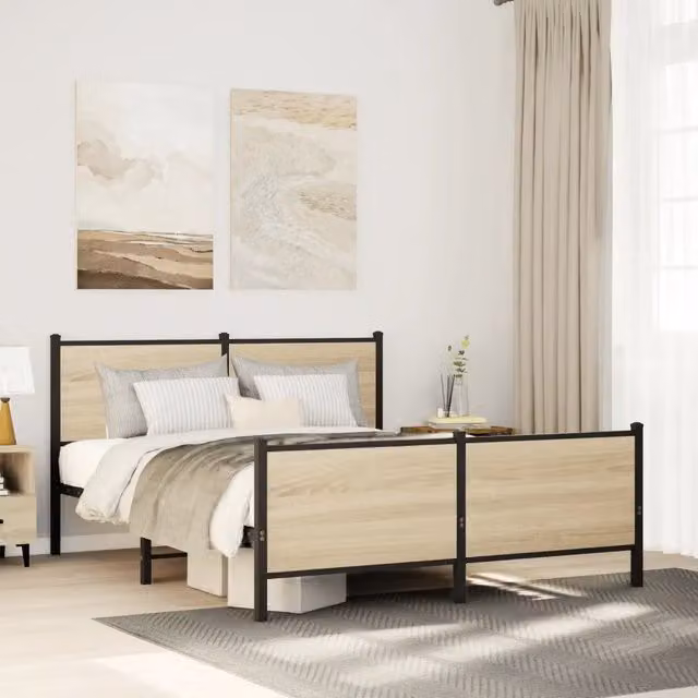 Giroletto senza Materasso in Metallo-Struttura Letto Rovere Sonoma 150x200 cm 274898