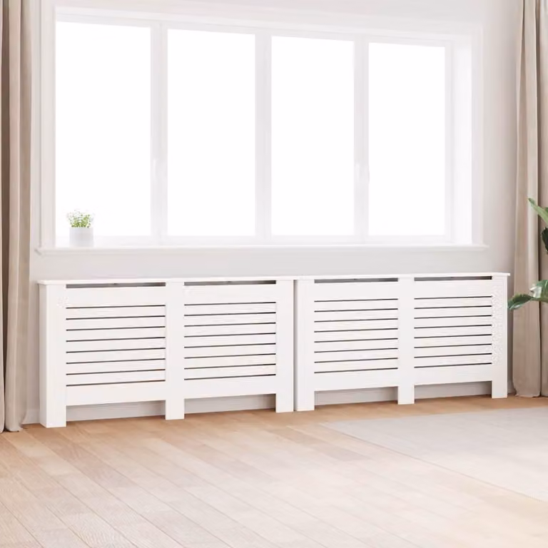 Set di 2 coperture per radiatori vidaXL in MDF bianche, L 152 cm x P 19 cm x H 81,5 cm