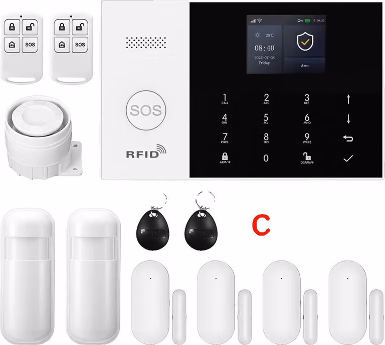 Sistema di allarme wireless, compatibilità con la smart home, notifiche multifunzione, 4G-C, spina UE