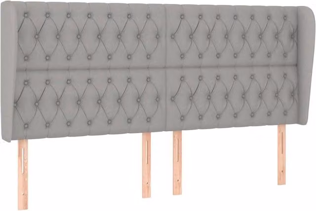 Testiera ad orecchio in tessuto grigio chiaro L: 183 cm, P: 23 cm, H: 118/128 cm