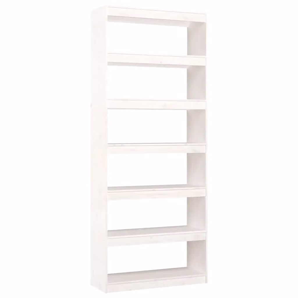 Libreria divisorio minimalista vidaXL in legno di pino massello bianco L: 80 cm, P: 30 cm, H: 199,5 cm – 2