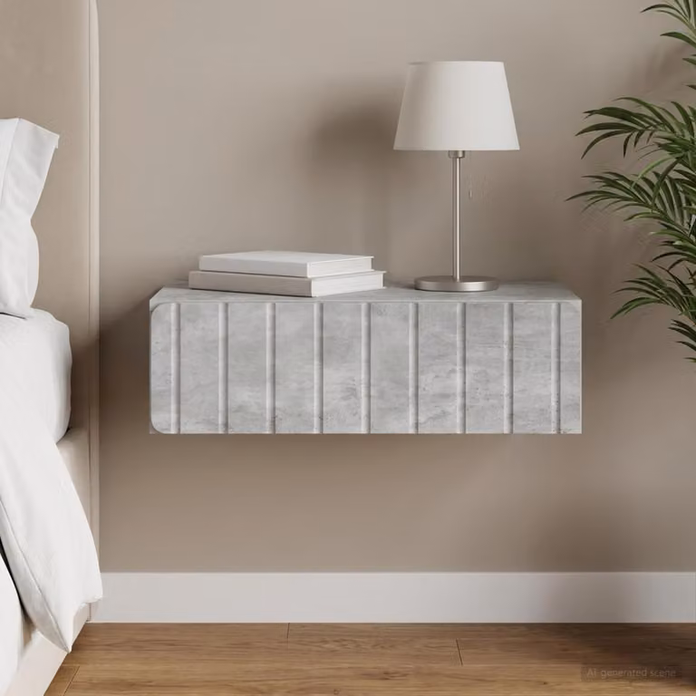 vidaXL Tavolino da Parete Laterale Moderno Grigio Cemento L/P/H: 59 x 34,5 x 17 cm