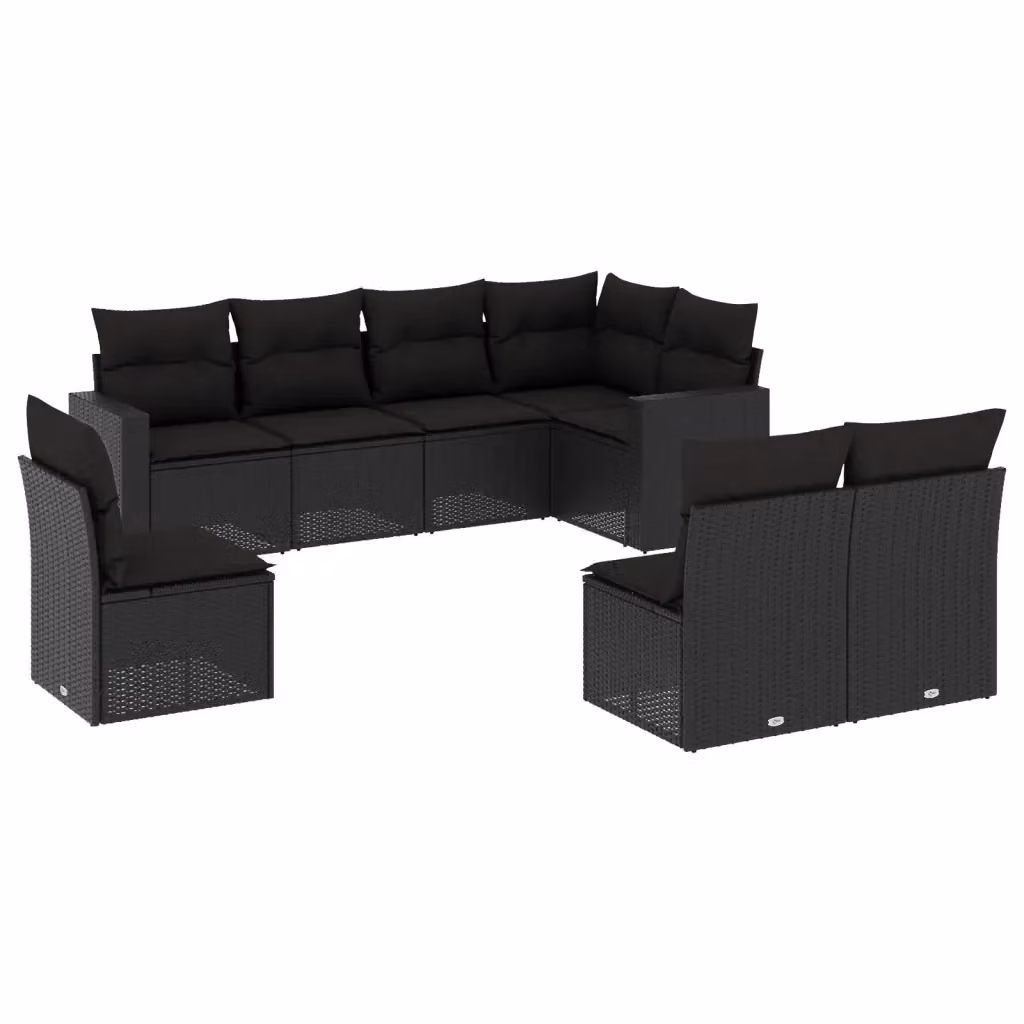 vidaXL Set di Divani da Giardino a L con Cuscini 8 pz in Polyrattan Nero – 2