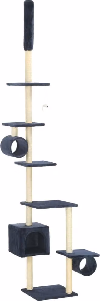 Albero per Gatti con Pali Tiragraffi in Sisal 260 cm Blu Scuro