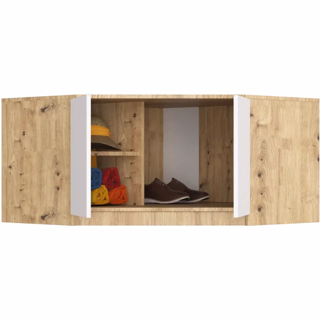 Sopralzo per armadio Akord Furniture S100 in Quercia Artisan con 2 ante e inserto frontale Bianco L: 100 cm, P: 50 cm, H: 55 cm – 2