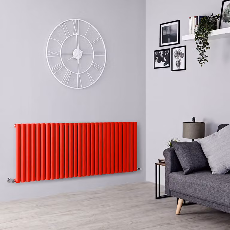Radiatore di Design Orizzontale  Rosso (Siamese Rosso) -  635mm x 1652mm  - Pannello Singolo  - Revive
