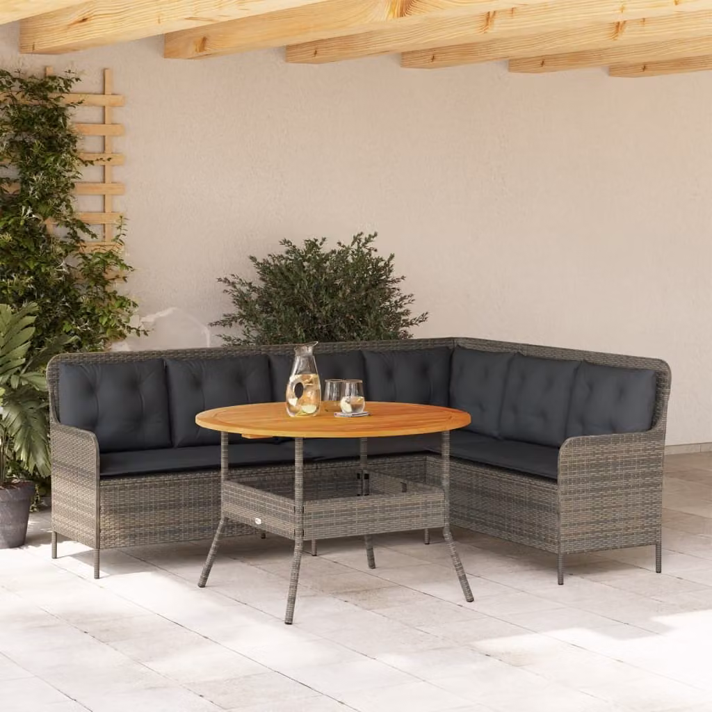 Maison Exclusive - Set divano da giardino 2 pezzi con cuscini in polyrattan grigio