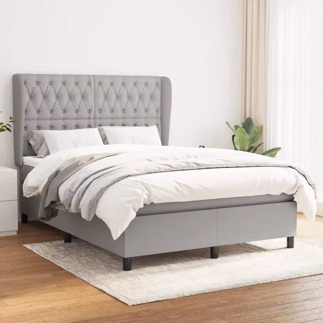 Letto Ibrido vidaXL con Materasso Grigio Chiaro e Struttura in Legno di Larice L/P/H: 140 x 200 x 40 cm