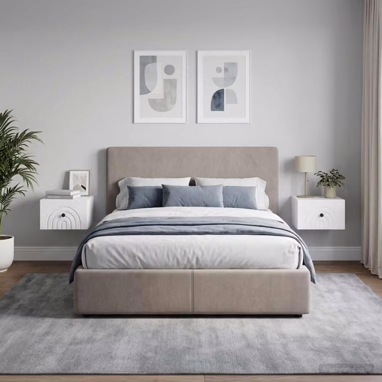 Set di 2 comodini sospesi vidaXL in bianco lucido L 33 cm x P 34,5 cm x H 20 cm
