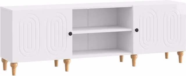 Mobile TV-Credenza Moderno Bianco Lucido in Legno MDF L: 150 cm, P: 31 cm, H: 50 cm