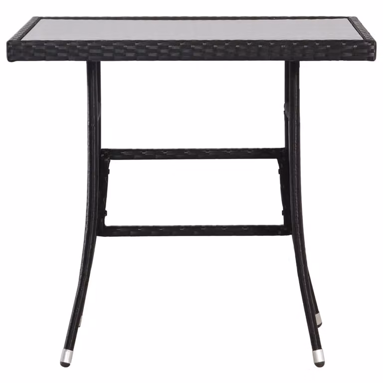 Tavolo da Giardino Nero 80x80x74 cm in Polyrattan