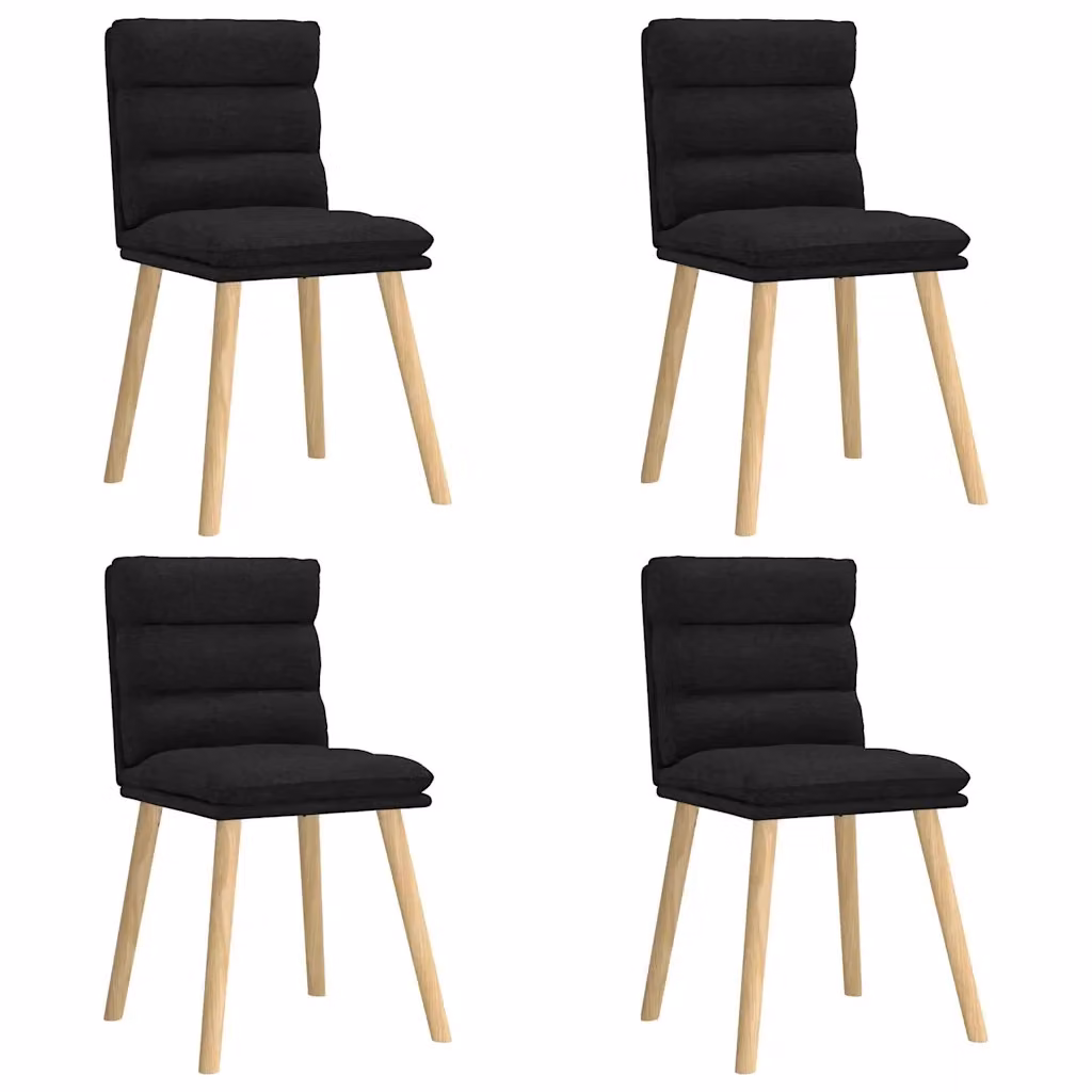 Set di 4 sedie da pranzo vidaXL in tessuto nero con struttura in legno e metallo per cucina e soggiorno – 2