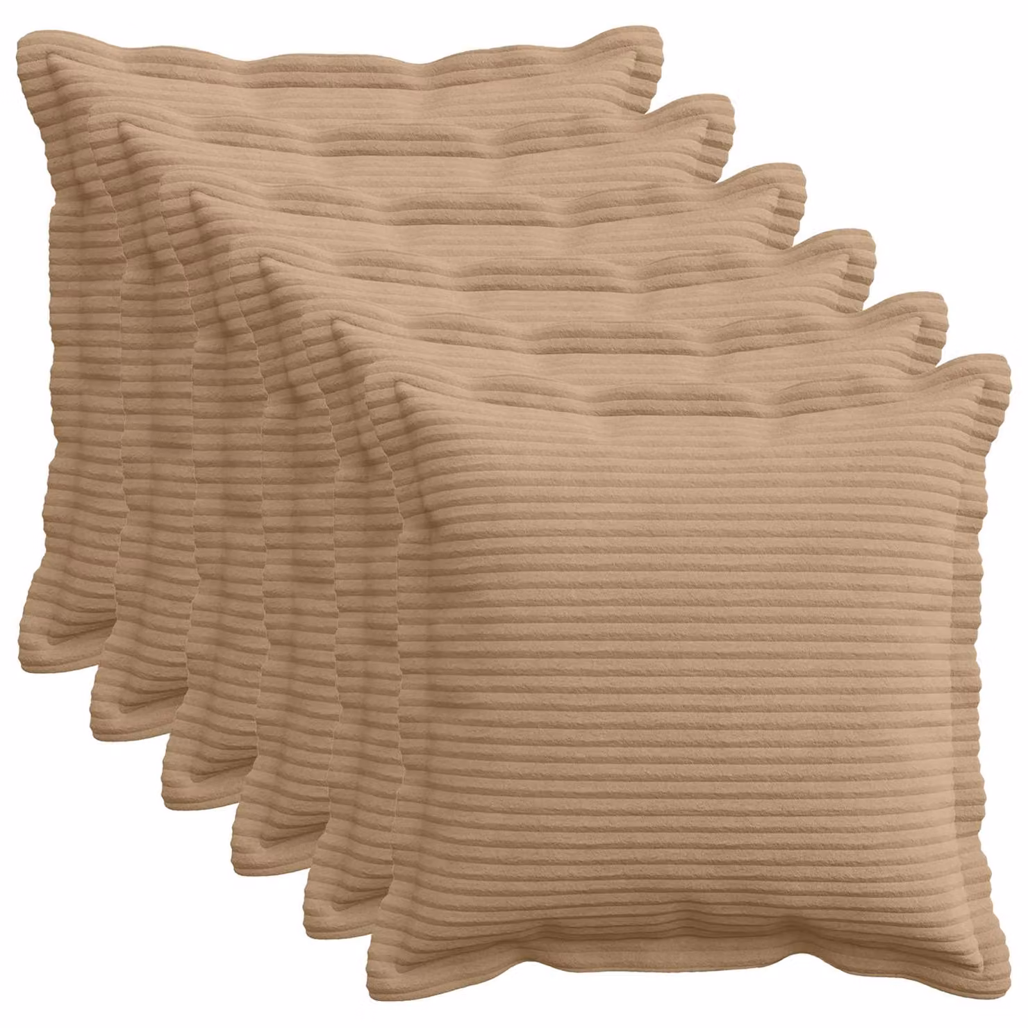 Set di 6 federe quadrate vidaXL HOUTEN in velluto a coste marrone, L 30 x P 30 cm